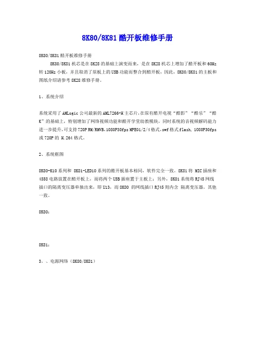 创维8K808K81酷开板维修手册
