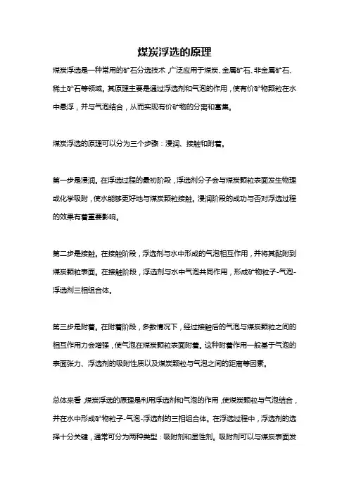 煤炭浮选的原理
