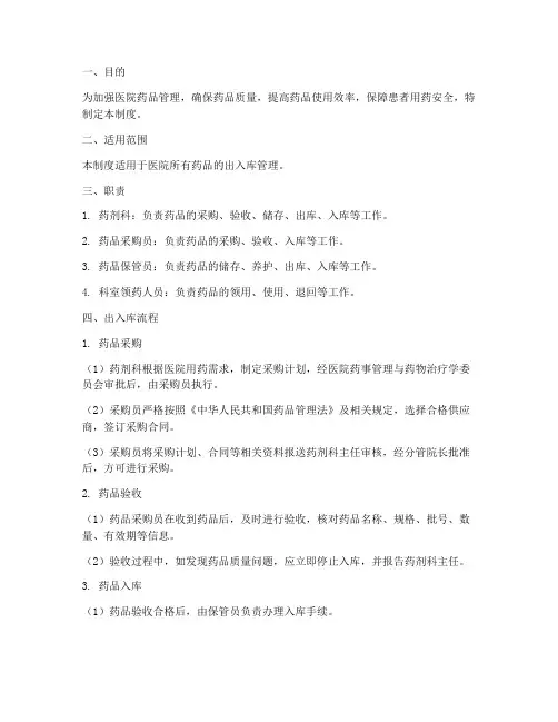 医院药品出_入库管理制度