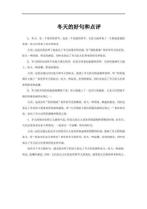 冬天的好句和点评