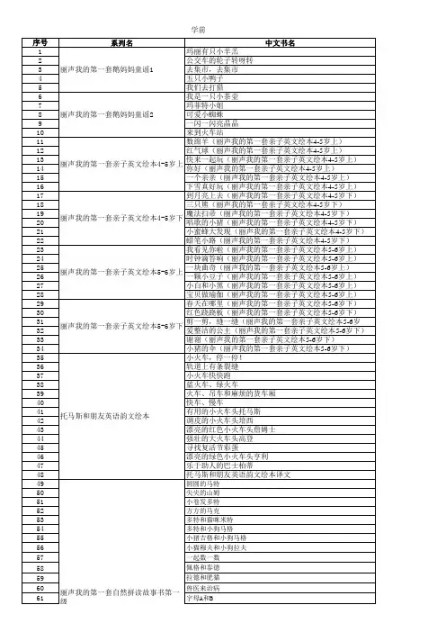 丽声英语阅读书单(学前-初三)