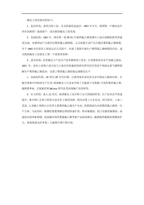 氟化工发展历程