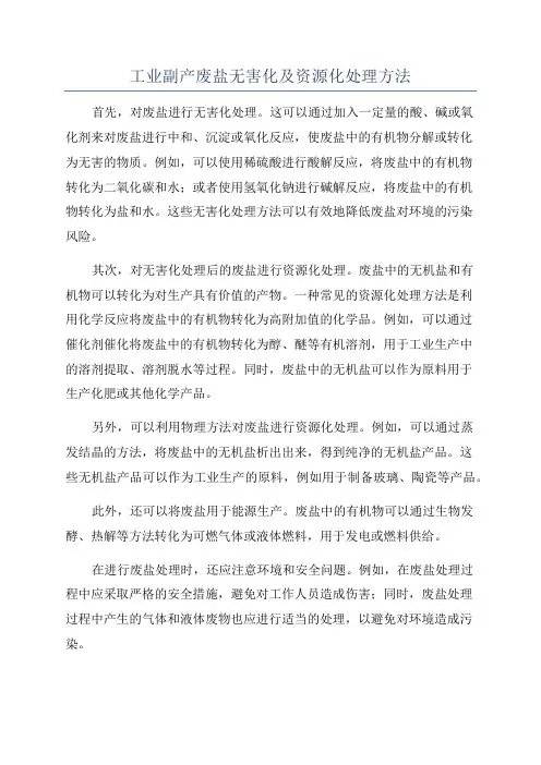 工业副产废盐无害化及资源化处理方法