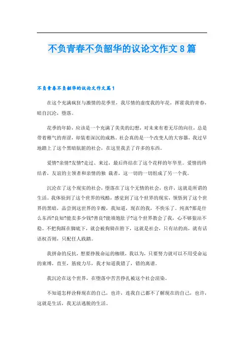 不负青春不负韶华的议论文作文8篇