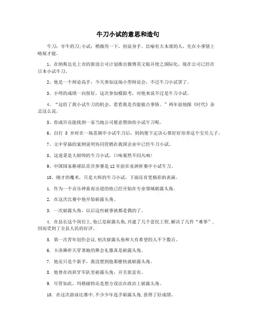 牛刀小试的意思和造句