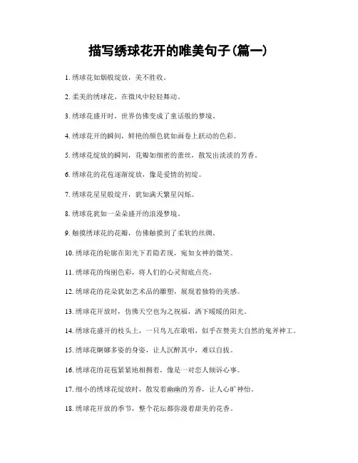 描写绣球花开的唯美句子(精选两篇)