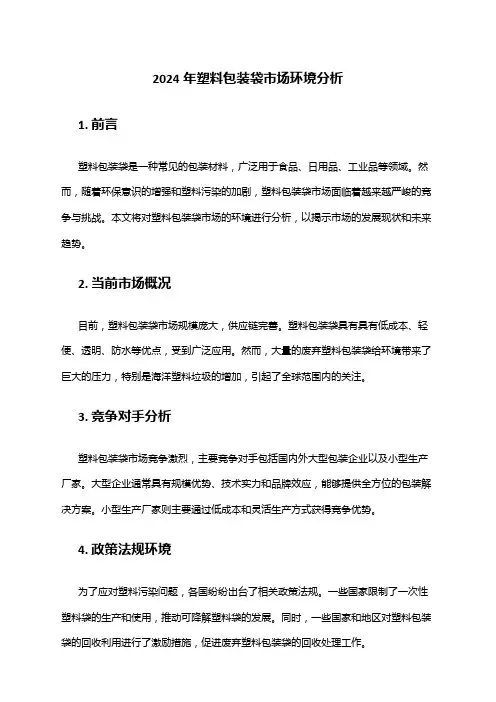 2024年塑料包装袋市场环境分析