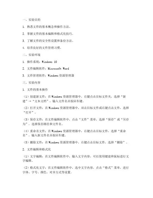 文件处理基础实验报告