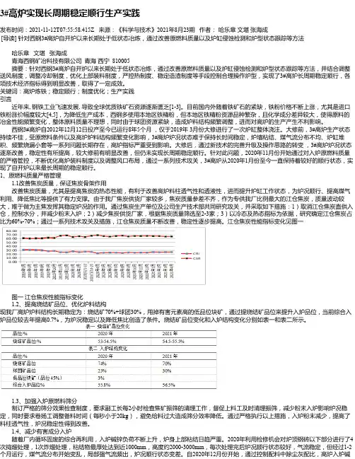 3#高炉实现长周期稳定顺行生产实践