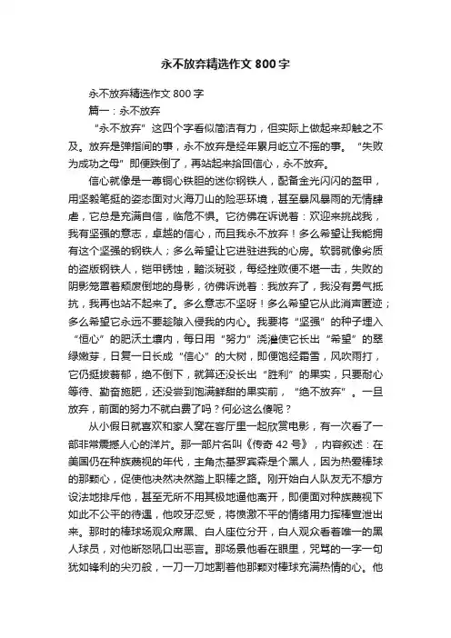 永不放弃精选作文800字