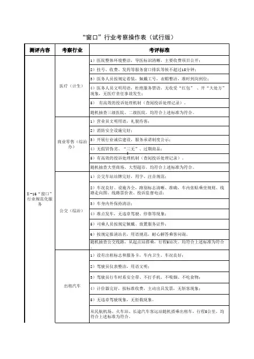 “窗口”行业规范化服务