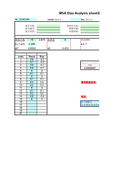 msa偏倚分析表