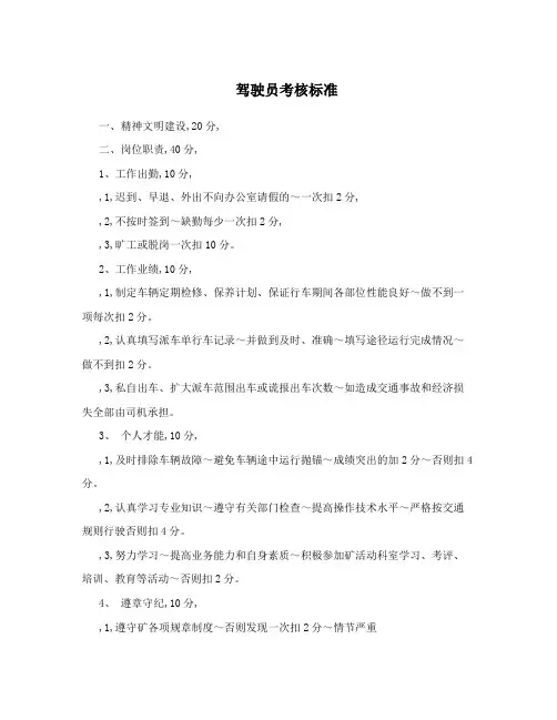 驾驶员考核标准