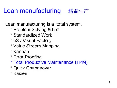 精选精益生产之全面生产维护TPM培训课件