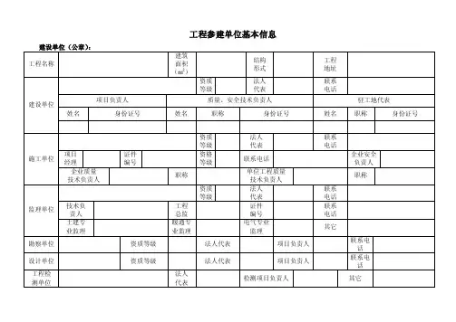 五方责任主体基本信息.doc-工程参建单位基本信息