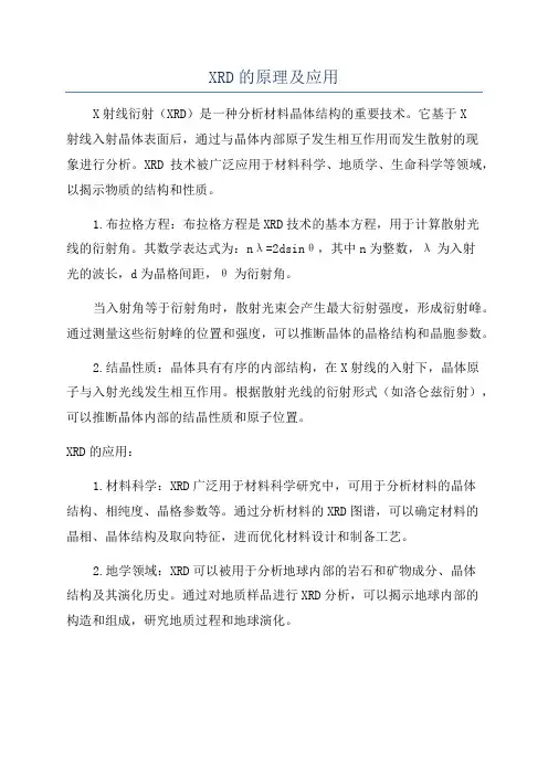 XRD的原理及应用