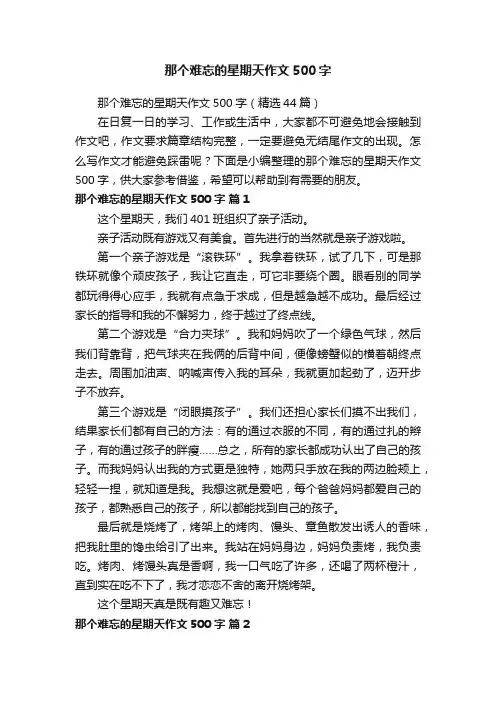 那个难忘的星期天作文500字（精选44篇）