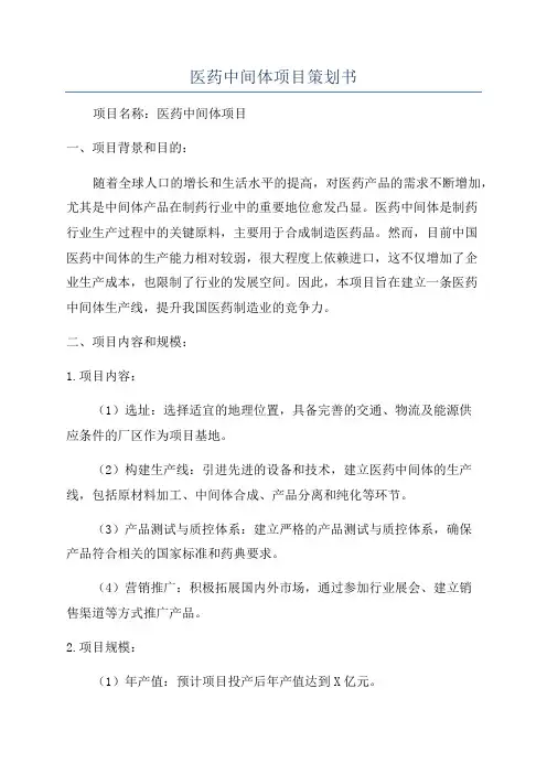 医药中间体项目策划书