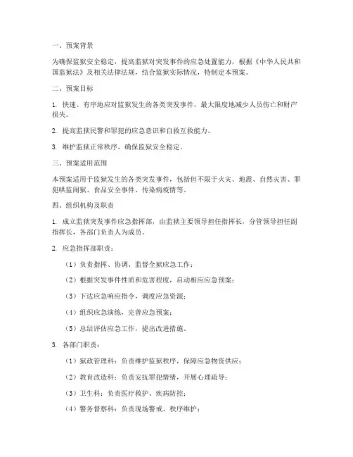 监狱处置突发应急预案范本