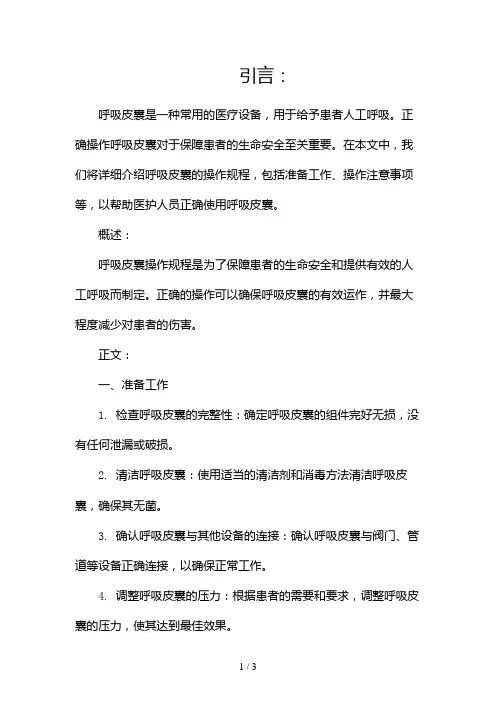 呼吸皮囊操作规程2024