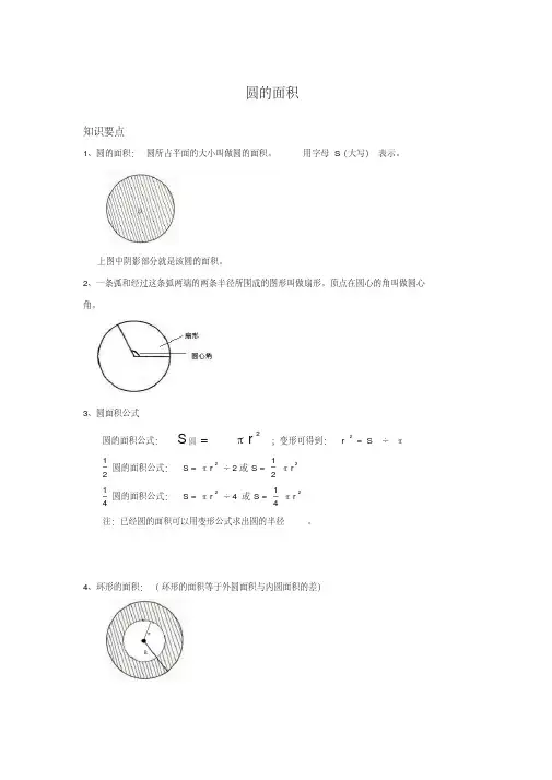 六年级上册数学圆的面积-知识点总结