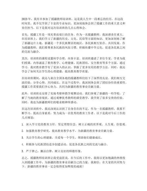 援疆教师培训班心得体会