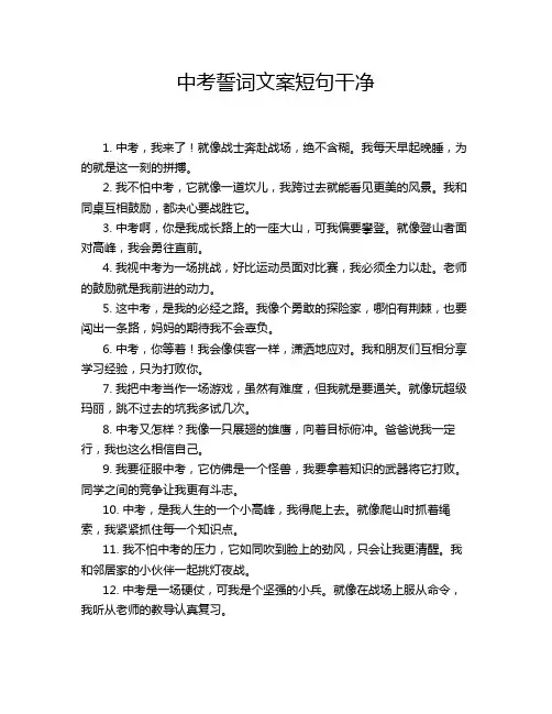 中考誓词文案短句干净