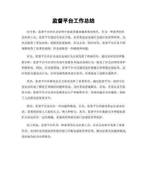 监督平台工作总结