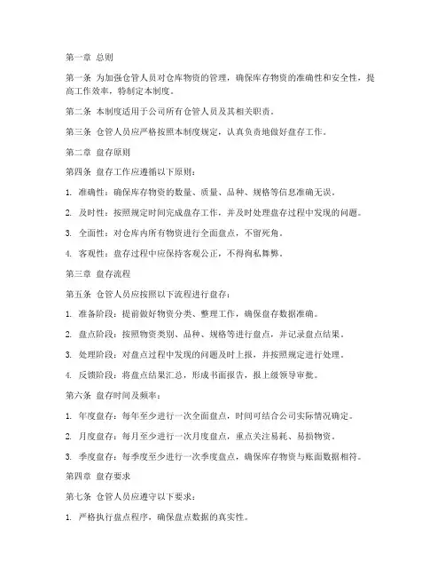 仓管人员盘存管理制度