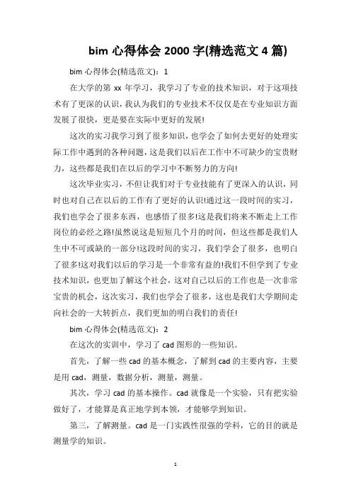 bim心得体会2000字(精选范文4篇)