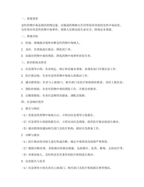 急性药物中毒病人应急预案