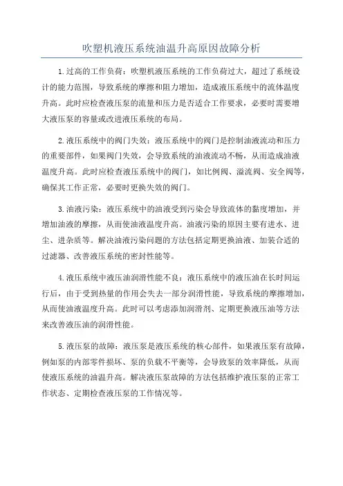 吹塑机液压系统油温升高原因故障分析