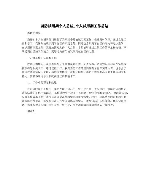 消防试用期个人总结_个人试用期工作总结