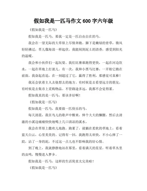 假如我是一匹马作文600字六年级