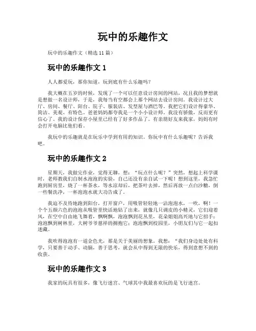 玩中的乐趣作文