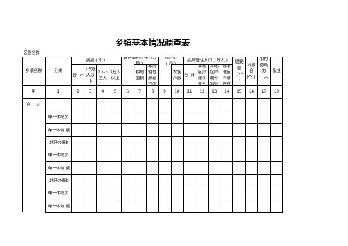 乡镇基本情况调查表表格