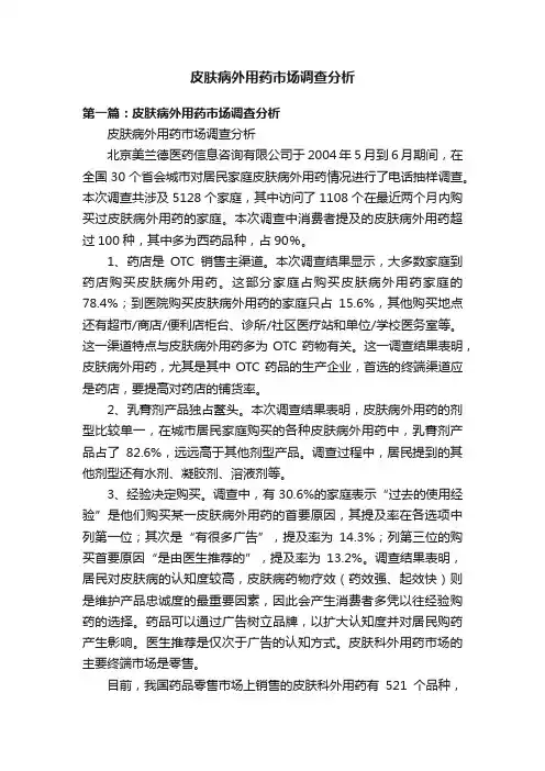 皮肤病外用药市场调查分析