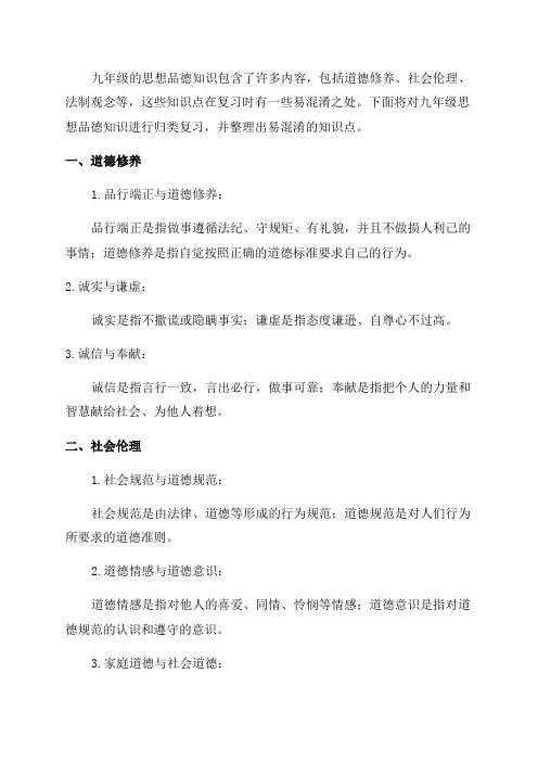 九年级思想品德知识归类复习易混淆知识点归纳