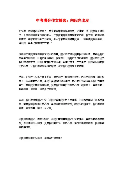 中考满分作文精选：向阳光出发