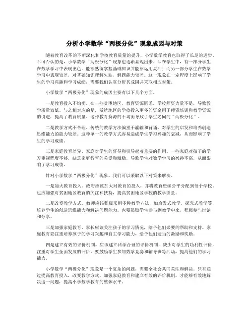 分析小学数学“两极分化”现象成因与对策