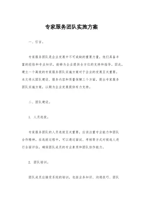 专家服务团队实施方案