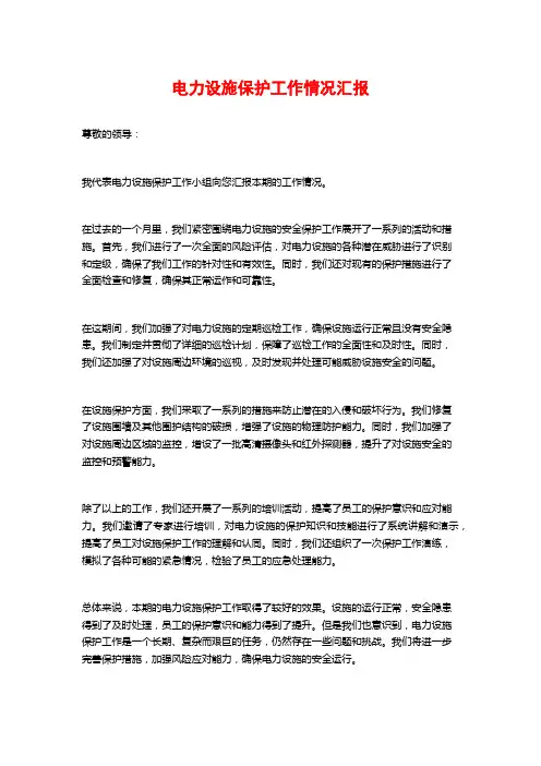 电力设施保护工作情况汇报