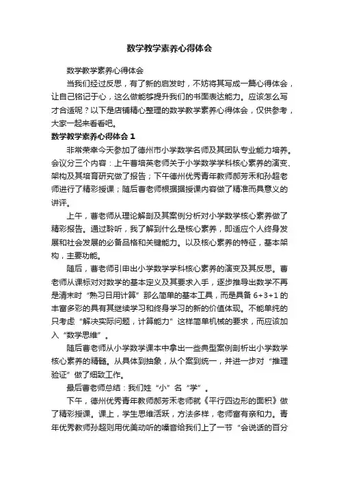 数学教学素养心得体会