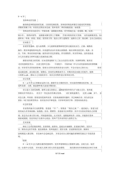 3-6岁儿童发展特点