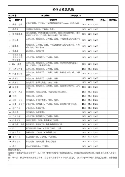 电控柜柜体点检记录表
