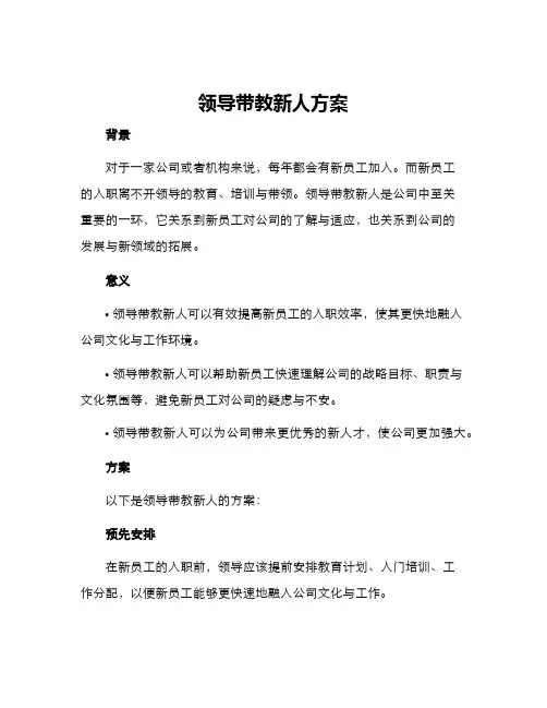 领导带教新人方案