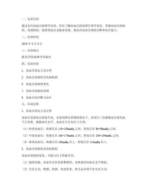 高血压病理学实训报告范文