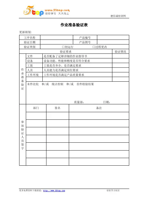 IATF16949作业准备验证表
