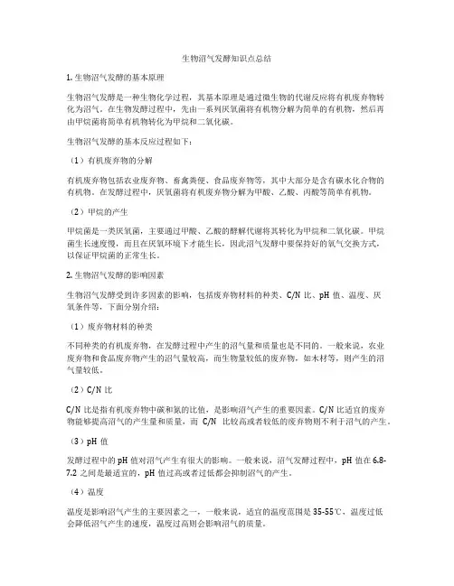 生物沼气发酵知识点总结