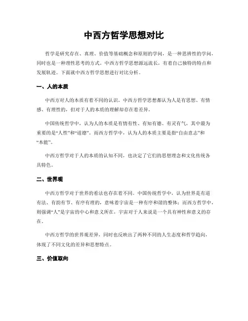 中西方哲学思想对比